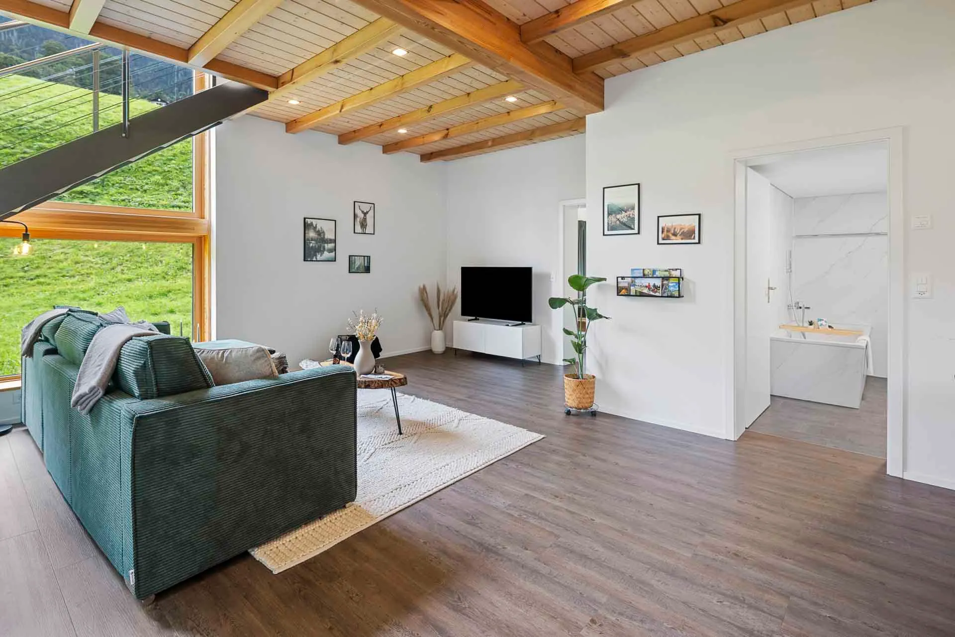 Living area with a smart TV