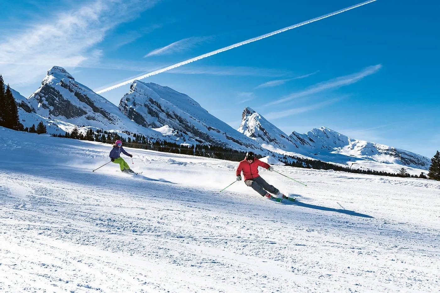 Skifahren mit Churfirsten-Panorama